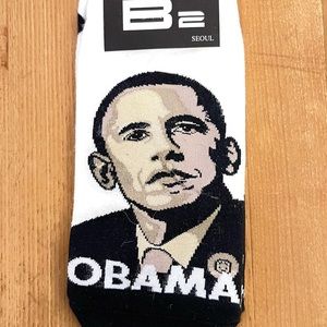 Barack Obama Rare Vintage Novelty Black & White Ankle Socks Fits Women’s 4-10